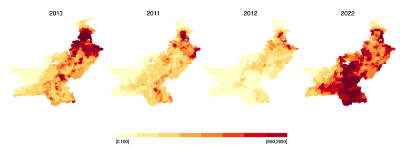 Figure 1: Floods in 2022 compared to the biggest floods in Pakistan’s history