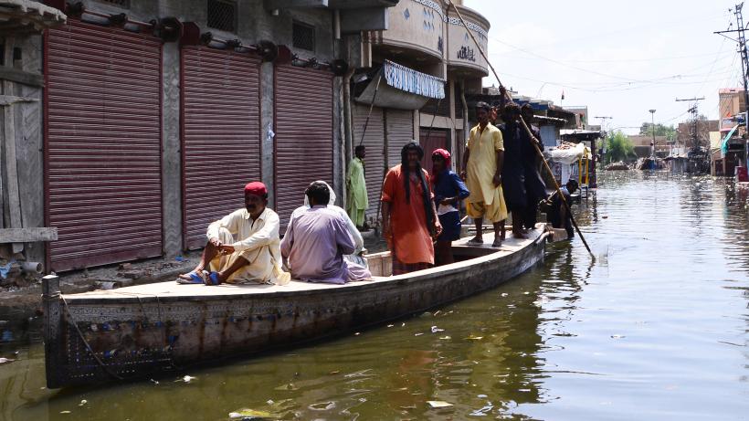 Pakistani flood victims are being evacuated to a safer place following flash flood in Daddu district southern Sindh province, Pakistan, on September 07, 2022.