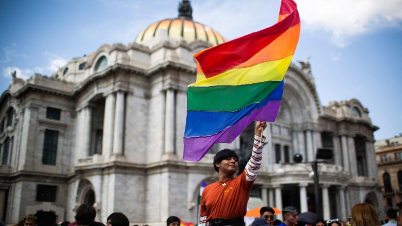 An attendee marches during the Pride Parade in Mexico City on June 24, 2023